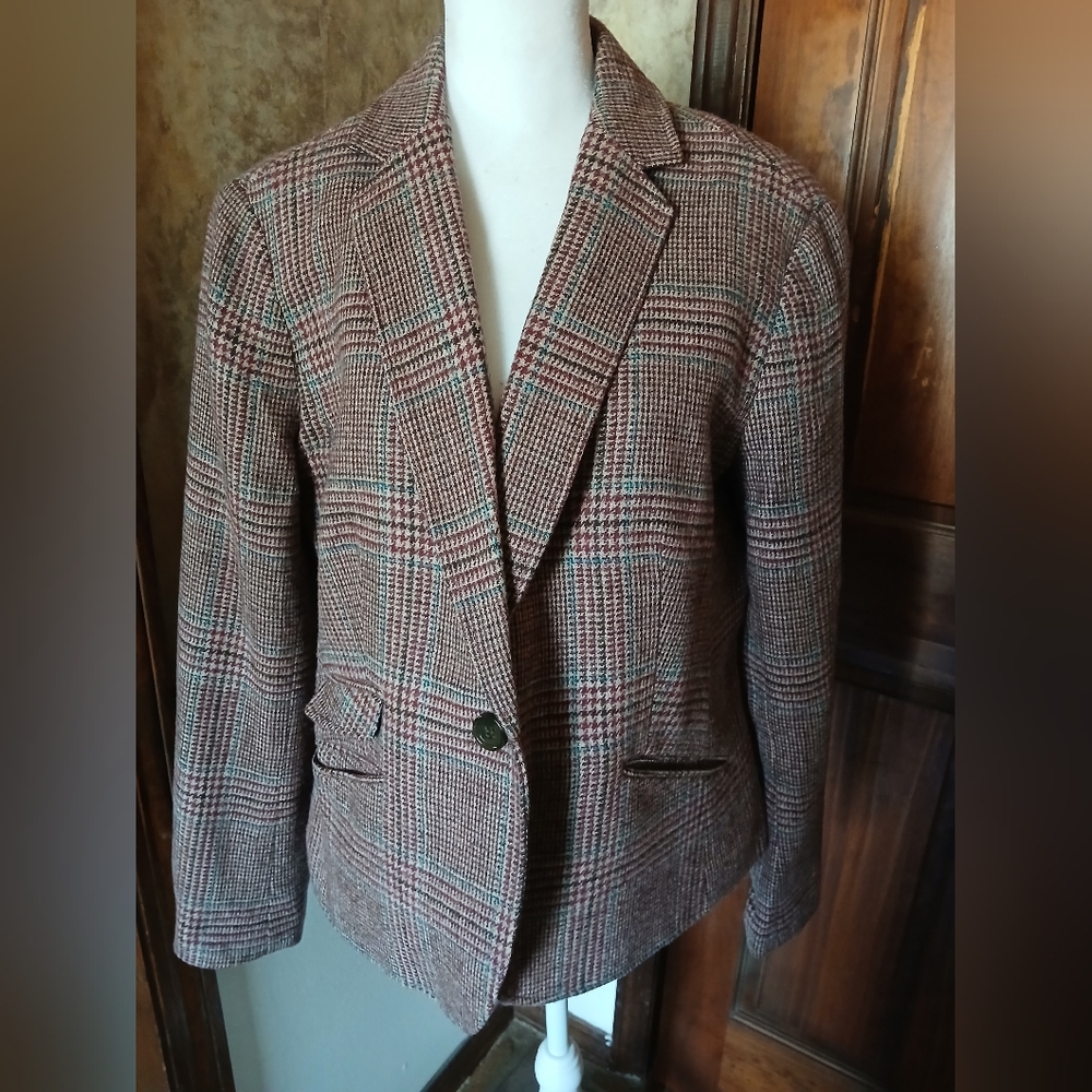 Talbots Multicolor Plaid Blazer